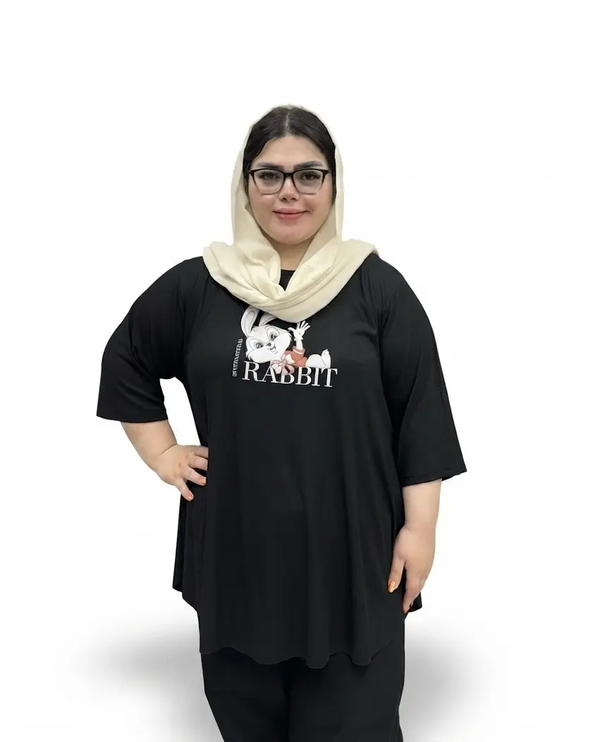 تیشرت تونیک زنانه سایز بزرگ طرح خرگوش RABBIT
